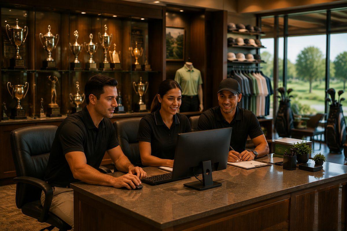 Tournament team collaborating at the club office